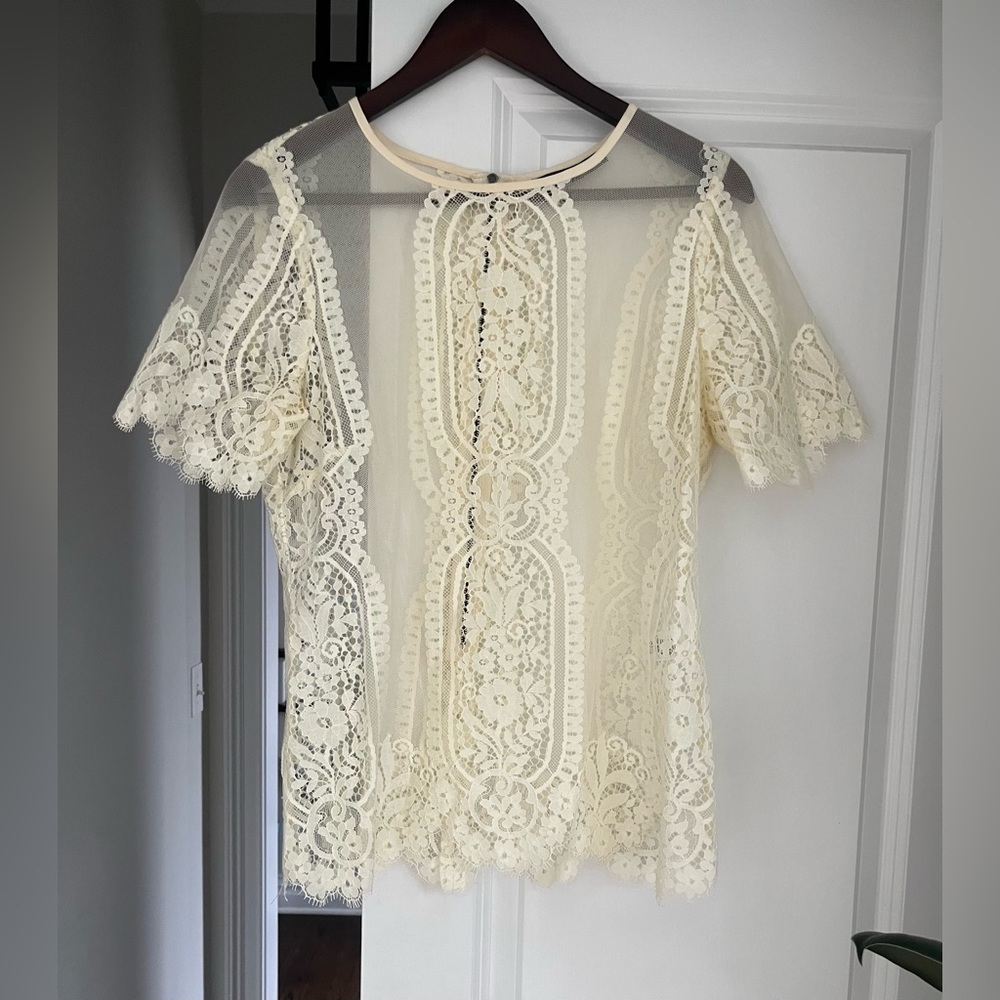 Nanette Lepore lace blouse size S/M ivory whimsigoth
